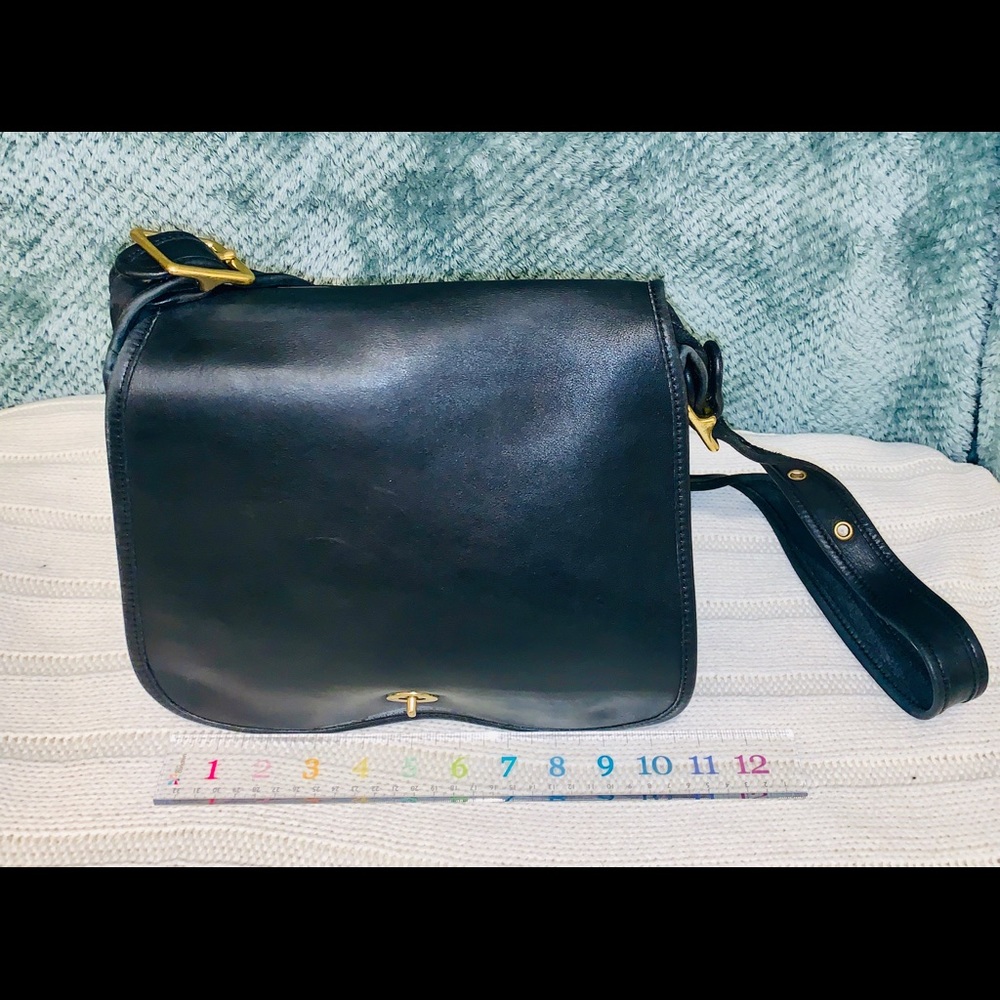 Coach Stewardess Black Saddle Leather Shoulder Bag